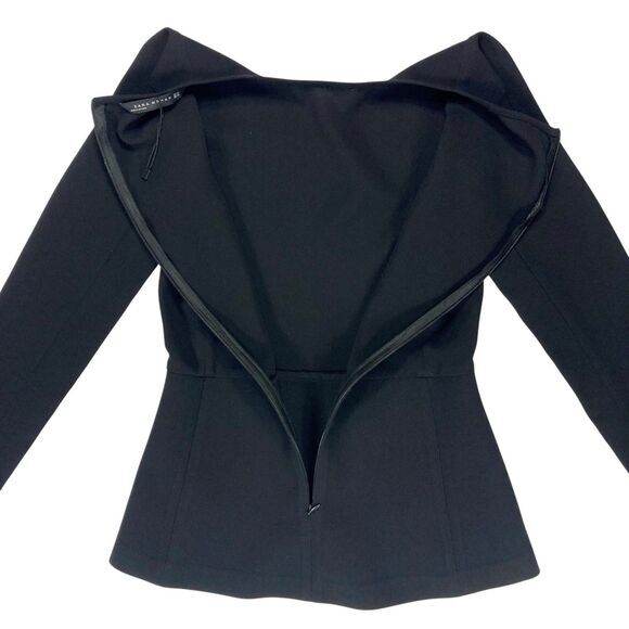 Zara Top Womens Sz XS Black Ponte Peplum Modest Classic Casual Preppy Blouse New - Picture 11 of 16